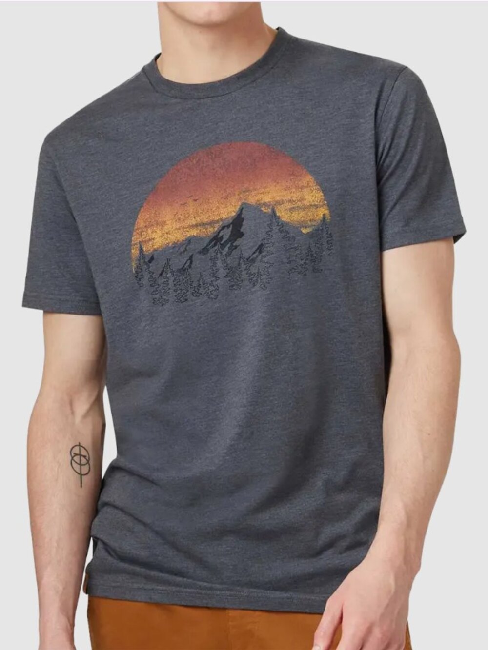 Tentree - Treeblend Vintage Sunset Graphic Tee Men's T-Shirt | Gray Charcoal: XL